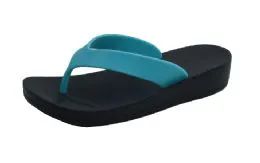 24 Pairs Ladies' Wedge Sandals In Turquoise - Women's Flip Flops