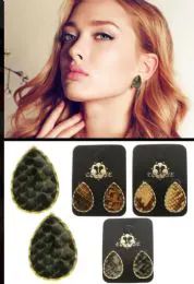 36 Pairs Snake Skin Reptile Stud Earrings Multi Color And Gold Tone - Earrings