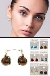 36 Pairs Multi Color And Silver Tone Metal Stud Earrings With Crystal Accents - Earrings