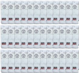 36 Pieces Yacht & Smith Women's Cotton Terry Cushioned Usa Logo Athletic White Tube Socks - Women's Tube Sock