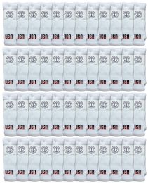 48 Pieces Yacht & Smith Women's Cotton Terry Cushioned Usa Logo Athletic White Tube Socks - Women's Tube Sock