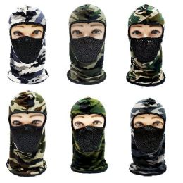 24 Pieces Ninja Face Mask [camo With Mesh Front] - Unisex Ski Masks
