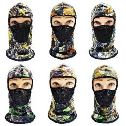 24 Wholesale Ninja Face Mask [hardwood Camo With Mesh Front]