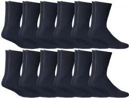 72 Wholesale Yacht & Smith Kid's Cotton Terry Cushioned Navy Crew Socks
