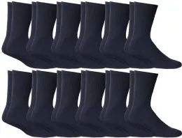 240 Pieces Yacht & Smith Kid's Cotton Terry Cushioned Navy Crew Socks - Boys Crew Sock
