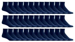 36 Units of Yacht & Smith Men's Loose Fit NoN-Binding Soft Cotton Diabetic Quarter Ankle Socks,size 10-13 Navy - Men's Diabetic Socks