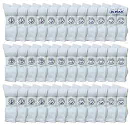 36 Pieces Yacht & Smith King Size Men's Cotton Terry Cushion Crew Socks, Sock Size 13-16 White - Big And Tall Mens Crew Socks