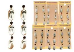 36 Units of Drop Dangle Earrings With Crystal Accents Silver Tone And Multi Color - Jewelry & Accessories