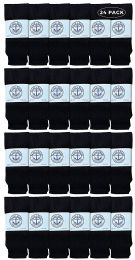 24 Wholesale Yacht & Smith Women's Cotton Tube Socks, Referee Style, Size 9-15 Solid Black 22inch