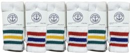 6 of Yacht & Smith Kids Cotton Tube Socks Size 6-8 White With Stripes