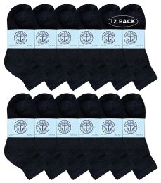 12 Pieces Yacht & Smith Kids Cotton Quarter Ankle Socks In Black Size 6-8 - Boys Ankle Sock