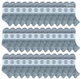 36 Pieces Yacht & Smith Women's Lightweight Cotton Gray Quarter Ankle Socks - Womens Ankle Sock