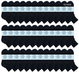 36 Wholesale Yacht & Smith Women's Cotton Ankle Socks Black Size 9-11