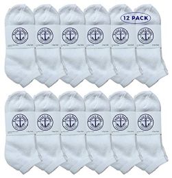 12 Pieces Yacht & Smith Women's NO-Show Cotton Ankle Socks Size 9-11 White - Womens Ankle Sock