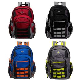 24 Pieces 19" Multi Compartment Laptop Backpack With Web Face In 4 Assorted Colors - Backpacks 18" or Larger