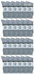 24 Pairs Yacht & Smith King Size Men's Cotton Terry Cushion Crew Socks Size 13-16 Gray - Big And Tall Mens Crew Socks