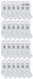 24 Pieces Yacht & Smith Men's Cotton Sport Ankle Socks Size 10-13 Solid White - Mens Ankle Sock