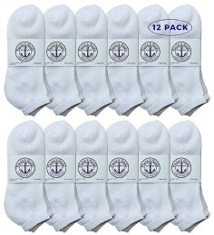 12 Wholesale Yacht & Smith Men's Cotton Terry Cushioned No Show Ankle Socks, Size 10-13 White