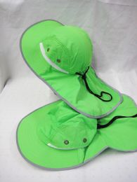 24 Wholesale Adults Neon Green Sun Hat With Cover