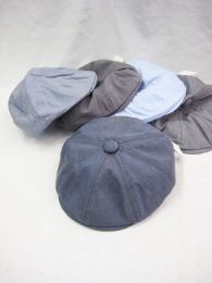 36 Wholesale Man's Flat Hat Assorted Light Colors