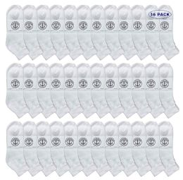 36 pairs Yacht & Smith Men's King Size Cotton Terry Low Cut Ankle Socks Size 13-16 Solid White - Big And Tall Mens Ankle Socks