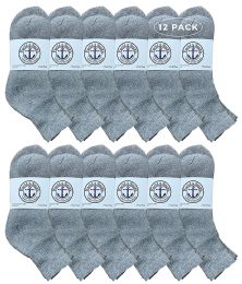 12 Pieces Yacht & Smith Men's Cotton Sport Ankle Socks Size 10-13 Solid Gray - Mens Ankle Sock