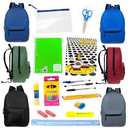 24 Wholesale 17" Backpacks With 20 Piece School Supply Kit