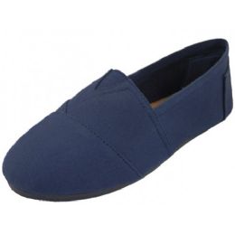 24 Wholesale Men's Slip On Casual Canvas Shoe In Navy