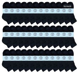 36 Units of Yacht & Smith Kids Cotton Quarter Ankle Socks In Black Size 4-6 - Boys Ankle Sock