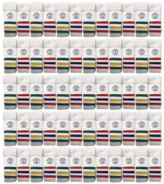 72 Wholesale Yacht & Smith Kids Cotton Tube Socks White With Stripes Size 4-6