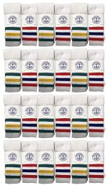 24 Wholesale Yacht & Smith Kids Cotton Tube Socks White With Stripes Size 4-6