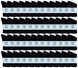 48 Wholesale Yacht & Smith Kids Cotton Crew Socks Black Size 4-6