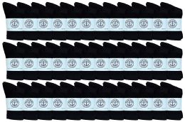 36 Wholesale Yacht & Smith Kids Cotton Crew Socks Black Size 4-6