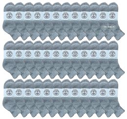 36 Units of Yacht & Smith Kids Cotton Quarter Ankle Socks In Gray Size 6-8 - Boys Ankle Sock