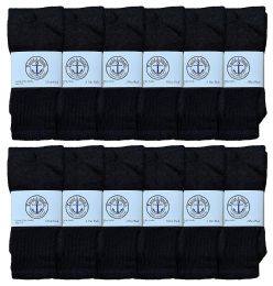 12 Wholesale Yacht & Smith Kids 17 Inch Cotton Tube Socks Solid Black Size 6-8