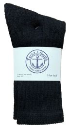 240 Wholesale Yacht & Smith Kids Cotton Crew Socks Black Size 6-8