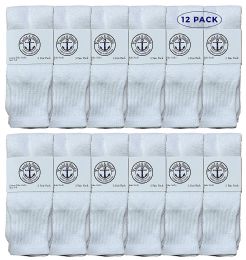 12 Wholesale Yacht & Smith Women's Cotton Tube Socks, Referee Style, Size 9-15 Solid White
