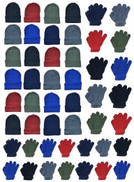 24 Wholesale Yacht & Smith Kid's Assorted Colored Winter Beanies & Gloves Set