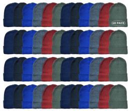 48 Wholesale Yacht & Smith Kids Winter Beanie Hat Assorted Colors