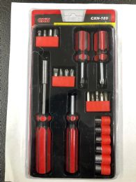 24 of 22 Piece Multi Tool Screw Driver And Ratchet Set