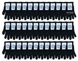 36 Pairs Yacht & Smith Unisex Black Magic Gloves - Knitted Stretch Gloves