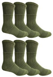 6 Wholesale Yacht & Smith Men's Cotton Army Green Terry Cushioned Military Grade Socks
