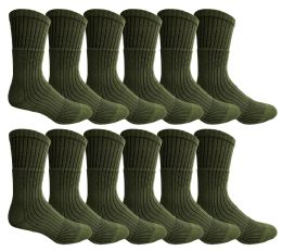 Yacht & Smith Men's Cotton Army Green Terry Cushioned Military Grade Socks