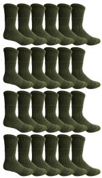 24 Pairs Yacht & Smith Military Grade Wick Dry Crew Socks ,heavy Duty Boot Sock, Army Green - Mens Crew Socks