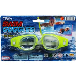 96 Pieces 6" Swimming Goggles On Blister Card, 4 Assrt Clrs - Summer Toys