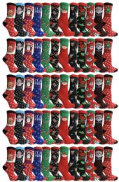 60 Pairs Yacht & Smith Printed Holiday Christmas Socks, Sock Size 9-11 - Womens Crew Sock