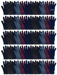 120 Pairs Yacht & Smith Men's Winter Gloves, Magic Stretch Gloves In Assorted Solid Colors - Knitted Stretch Gloves