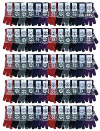 240 Pairs Yacht & Smith Snowflake Print Womens Winter Gloves With Stretch Cuff - Knitted Stretch Gloves