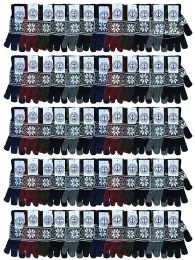 120 Pairs Yacht & Smith Snowflake Print Mens Winter Gloves With Stretch Cuff - Knitted Stretch Gloves