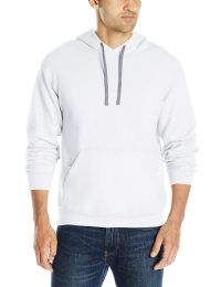 24 Pieces Men's Unisex Fruit Of The Loom Hooded Sweatshirt , White Color Size M - Mens Sweat Shirt